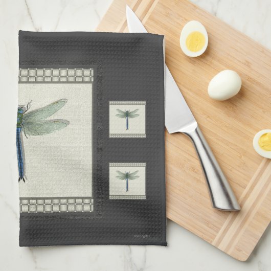 Elegant Blue Dragonfly Geschirrtuch (Viertel Falte)