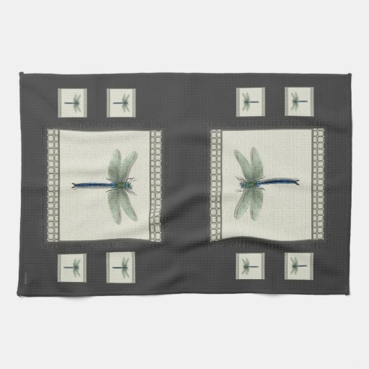 Elegant Blue Dragonfly Geschirrtuch (Horizontal)