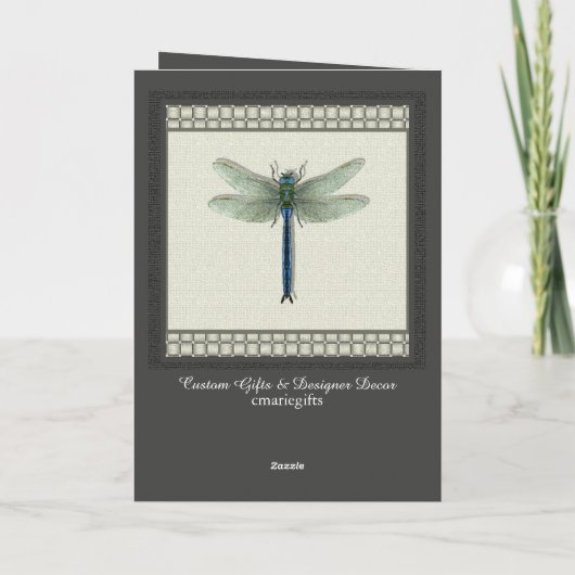 Elegant Blue Dragonfly Karte (Rückseite)
