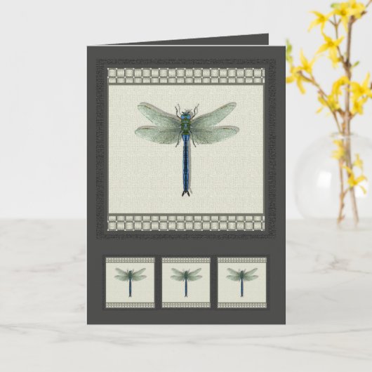 Elegant Blue Dragonfly Karte (Gelbe Blume)