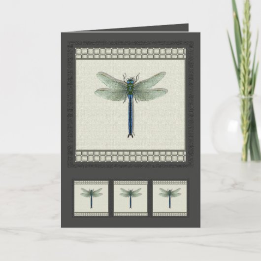Elegant Blue Dragonfly Karte (Vorderseite)