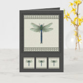 Elegant Blue Dragonfly Karte (Gelbe Blume)