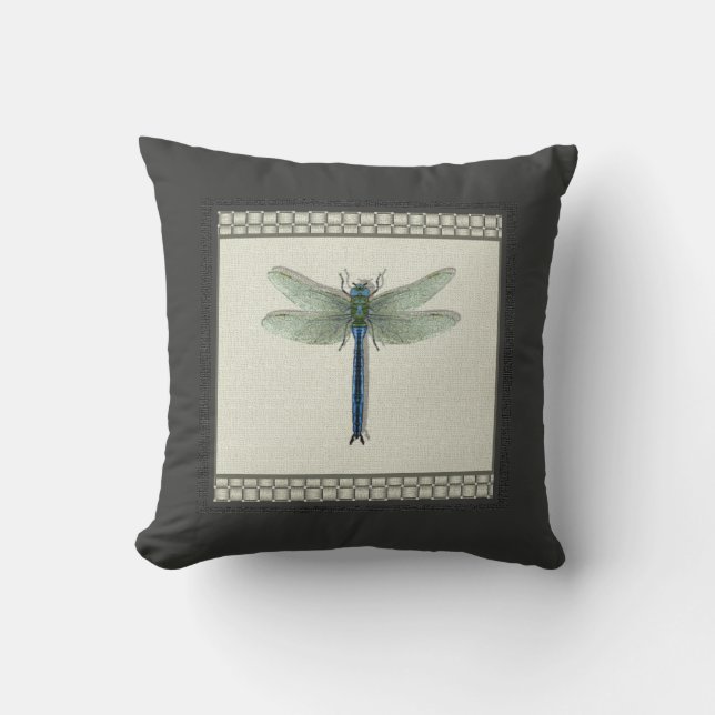 Elegant Blue Dragonfly Kissen (Vorderseite)