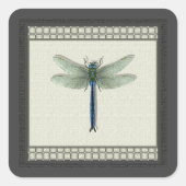 Elegant Blue Dragonfly Quadratischer Aufkleber (Vorderseite)