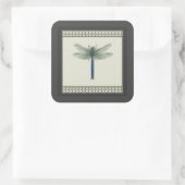 Elegant Blue Dragonfly Quadratischer Aufkleber (Tasche)