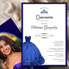 Elegant blue dress 15th birthday Quinceanera Einladung
