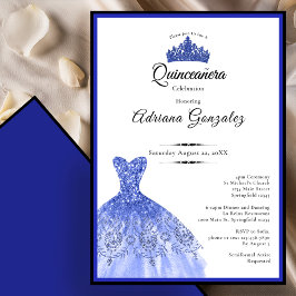 Elegant blue dress 15th birthday Quinceanera Einladung