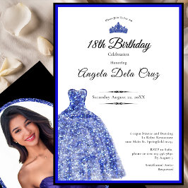Elegant blue dress 18th birthday debut einladung