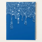 Elegant Blue Dripping Glitzer Monogram Planer (Rückseite)
