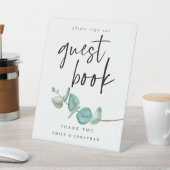 Elegant Blue Eucalyptus Guest Book Wedding Sockelschild (In SItu)