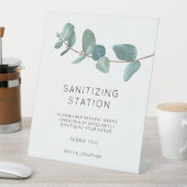 Elegant Blue Eucalyptus Hand Sanitizer Station Ped Sockelschild (In Situ)