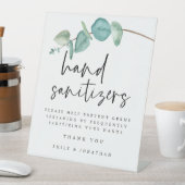 Elegant Blue Eucalyptus Hand Sanitizer Station Sockelschild (In Situ)