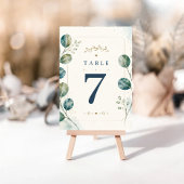 Elegant Blue Eucalyptus Watercolor Tischnummer