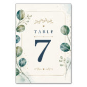 Elegant Blue Eucalyptus Watercolor Tischnummer (Vorderseite)