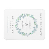Elegant Blue Eucalyptus Wreath Save the Date Magnet (Horizontal)
