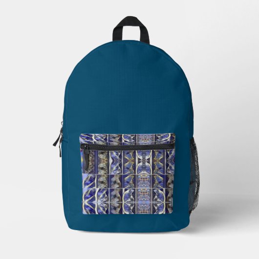 Elegant Blue Fantasy Square Blue Bedruckter Rucksack (Vorderseite)