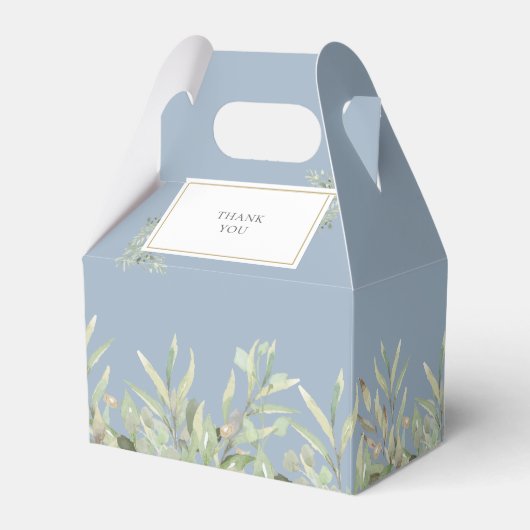 Elegant Blue First Holy Communion Greenery Geschenkschachtel (Rückseite)