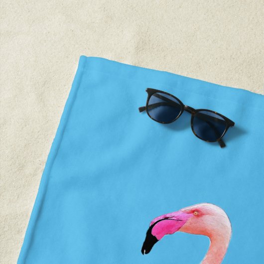 Elegant Blue Flamingo | Monogram Custom Dry Strandtuch (Beispiel)