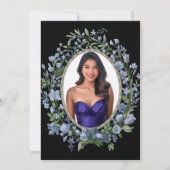 Elegant Blue Floral 18th Birthday Debut Einladung (Rückseite)