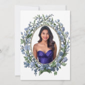 Elegant Blue Floral 18th Birthday Debut Einladung (Rückseite)