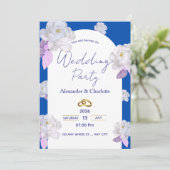 Elegant Blue Floral Arch Wedding Invitation Einladung (Stehend Vorderseite)