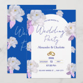 Elegant Blue Floral Arch Wedding Invitation Einladung (Vorne/Hinten)