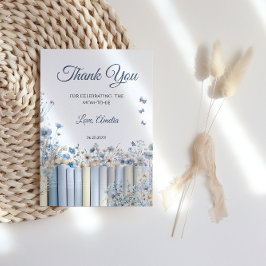 Elegant Blue Floral Baby Shower Danke Karte
