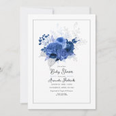 Elegant Blue Floral Baby Shower Einladung (Vorderseite)