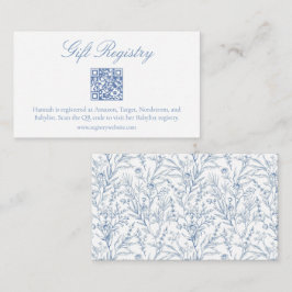 Elegant Blue Floral Baby Shower Geschenk QR Regist Begleitkarte