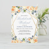 Elegant Blue Floral Bachelorette Wochenende Einladung (Stehend Vorderseite)
