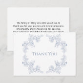 Elegant Blue Floral Beerdigung Danke Karte (Vorne/Hinten)