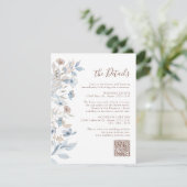 Elegant Blue Floral Begleitkarte (Stehend Vorderseite)