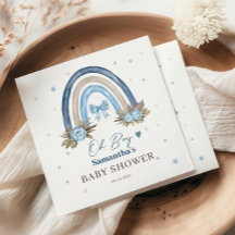 Elegant Blue Floral Beige Boho Rainbow