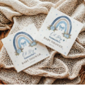 Elegant Blue Floral Beige Boho Rainbow Serviette