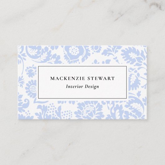 Elegant Blue Floral Beruflich Visitenkarte (Vorderseite)