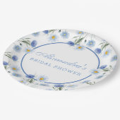 Elegant Blue Floral Boho Brautparty Pappteller (Schrägansicht)
