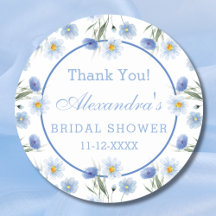 Elegant Blue Floral Boho Brautparty Vielen Dank