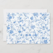 Elegant Blue Floral Border French Toile de Jouy Mitteilungskarte (Rückseite)