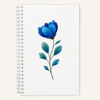 Elegant Blue Floral Botanical Spiral Notebook Notizblock