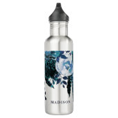 Elegant Blue Floral Bouquet mit Namen Edelstahlflasche (Rechts)