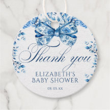 Elegant Blue Floral Bow Calligraphy Vielen Dank