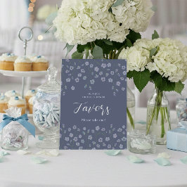 Elegant Blue Floral Bridal Shower Favor Table Sign Sockelschild