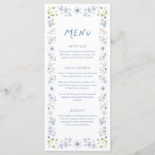 Elegant Blue Floral Bridal Shower Menükarte (Vorderseite)