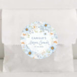 Elegant Blue Floral Bridal Shower Round Sticker<br><div class="desc">A simple and pretty detail for your bridal shower favors. This blue floral circle sticker with a soft bow works beautifully for sealing envelopes,  decorating favor bags,  or adding to small party gifts.</div>