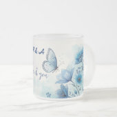 Elegant Blue Floral & Butterfly Custom Mattglastasse (VorderseiteRechts)