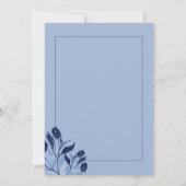 Elegant Blue Floral Chic Script Wedding Einladung (Rückseite)