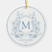 Elegant Blue Floral Christmas Ornament (Vorne)