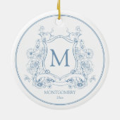 Elegant Blue Floral Christmas Ornament (Hinten)