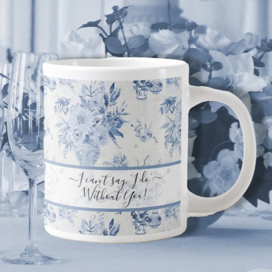 Elegant Blue Floral Classic Bridesmaid Vorschlag Jumbo-Tasse