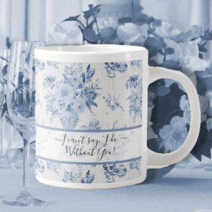 Elegant Blue Floral Classic Bridesmaid Vorschlag Jumbo-Tasse